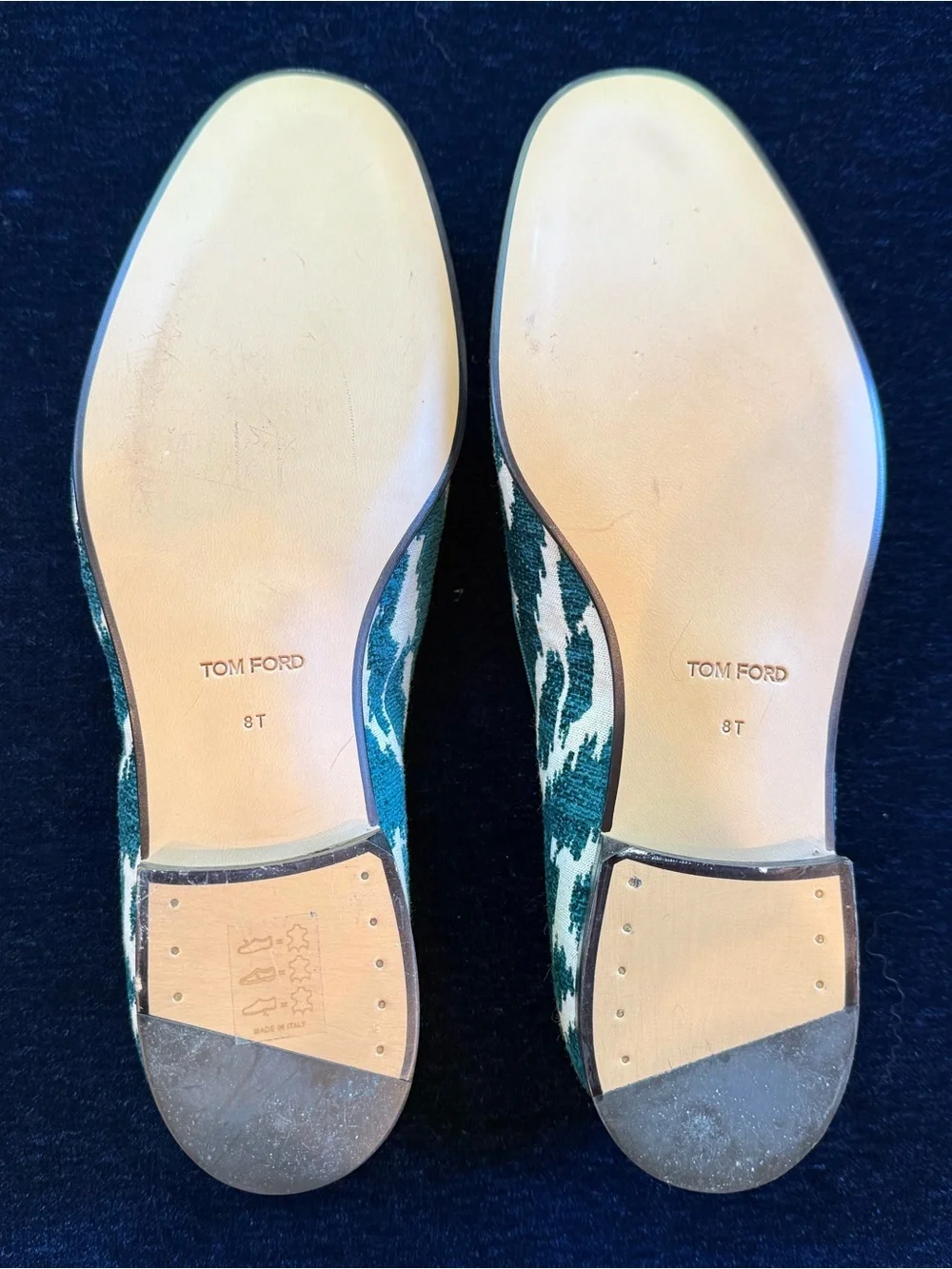 Tom Ford Teal and Cream Ikat Tassel Loafers